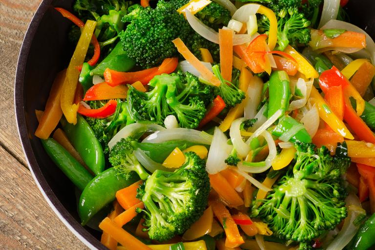 a pan full of vegetables ready for stir-fry